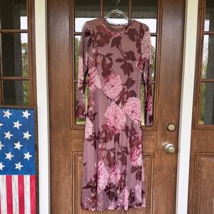 Enfocus Studio Mauve Floral Long Sleeve Dress